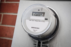 Close up of a smart energy meter.